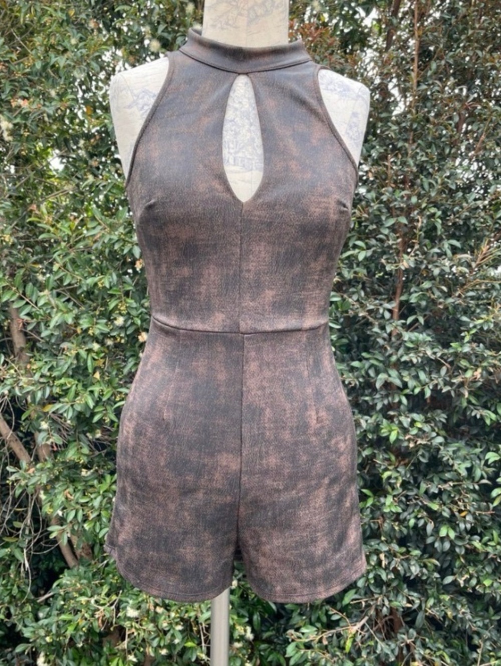 Vintage Y2K Coco Avante Stretchy Brown Short Jumper USA Made Small Romper